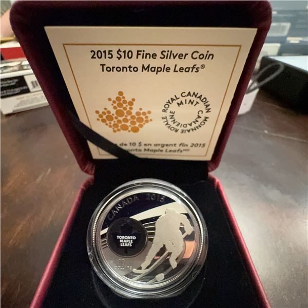 2015 $10 Fine Silver Coin Toronto Maple Leafs Royal Canadian Mint 99.99% Silver
