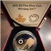 Image 2 : 2015 $10 Fine Silver Coin Winnipeg Jets Royal Canadian Mint 34mm 15.87g in Case