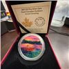 Image 1 : 2017 $15 Fine Silver Coin Great Canadian Outdoors Sunset Canoeing, 99.99% Pure, RCM