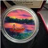 Image 2 : 2017 $15 Fine Silver Coin Great Canadian Outdoors Sunset Canoeing, 99.99% Pure, RCM