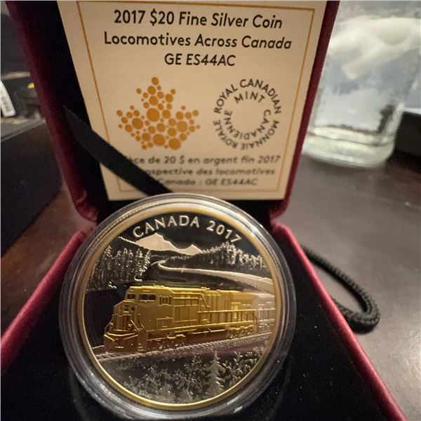 2017 $20 Fine Silver Coin Locomotives Across Canada GE ES44AC Royal Canadian Mint