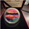 Image 2 : 2017 $15 Fine Silver Coin Royal Canadian Mint Sunset Canoeing 99.99% Pure