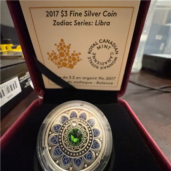2017 $3 Fine Silver Coin Zodiac Series: Libra Royal Canadian Mint 27mm 7.96g