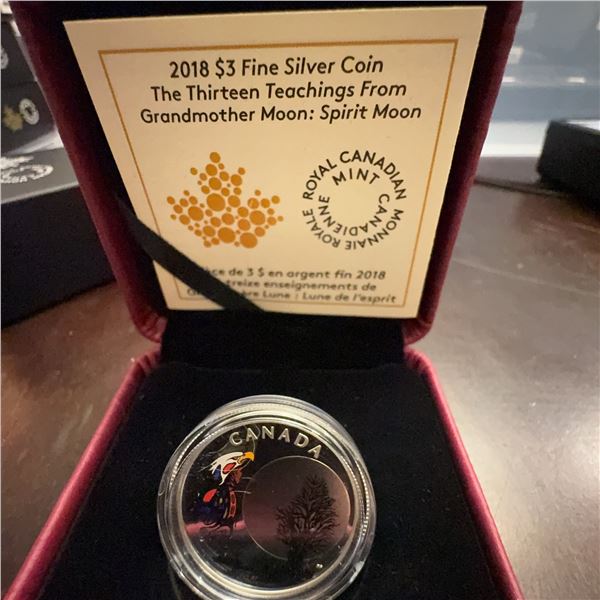 2018 $3 Fine Silver Coin Thirteen Teachings: Spirit Moon Algonquin Frank Polson