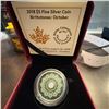 Image 1 : 2018 $5 Fine Silver Coin Birthstones October Royal Canadian Mint With Box
