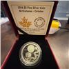 Image 1 : 2016 Royal Canadian Mint $5 Fine Silver Coin Birthstones October Opal Inlay