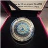 Image 2 : 2018 $5 Fine Silver Coin Canadian Birthstones: March, 27mm, 7.96g, Aquamarine Swarovski