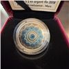 Image 2 : 2018 $5 Fine Silver Coin March Birthstone Swarovski Aquamarine Royal Canadian Mint