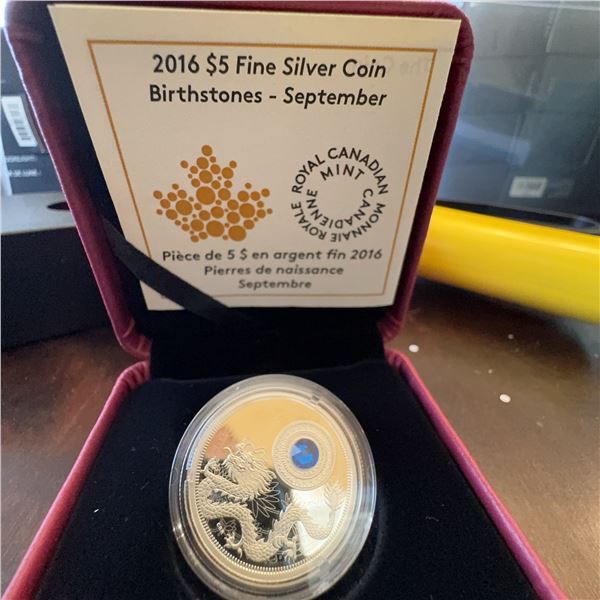 2016 $5 Fine Silver Coin Birthstones – September by Royal Canadian Mint