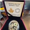 Image 1 : 2016 $5 Fine Silver Coin Birthstones August Royal Canadian Mint With Green Swarovski