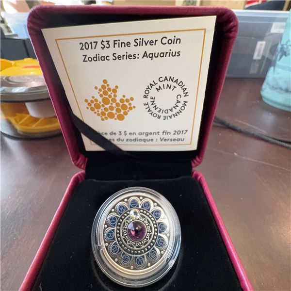 2017 Royal Canadian Mint $3 Fine Silver Zodiac Coins Aquarius and Aries