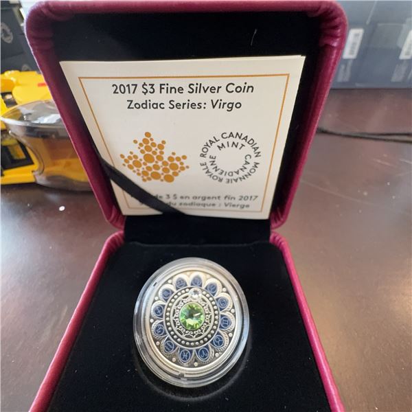 2017 $3 Fine Silver Coin Virgo Zodiac Series Royal Canadian Mint with Swarovski Crystal