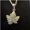 Image 1 : Royal Canadian Mint Sterling Silver Maple Leaf Pendant, 48 Zircons, 5g, 15mm, Limited 1977/3000