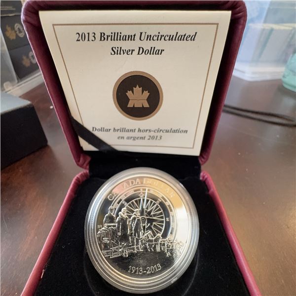 2013 Brilliant Uncirculated Silver Dollar, Royal Canadian Mint, COA, Arctic Design