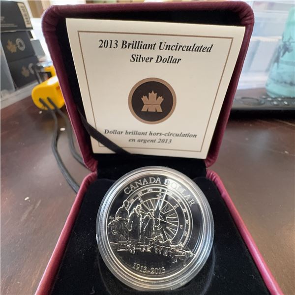 2013 Brilliant Uncirculated Canadian Silver Dollar—Arctic Expedition, Case, COA #3082