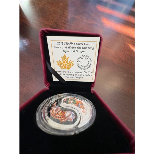 2018 Royal Canadian Mint $10 Silver Yin and Yang Tiger and Dragon Coin Set