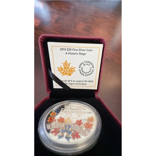 2015 $20 Fine Silver Coin A Historic Reign Royal Canadian Mint in Case