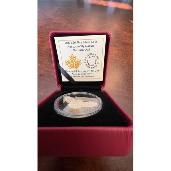2017 $20 Fine Silver Coin Nocturnal By Nature The Barn Owl Royal Canadian Mint