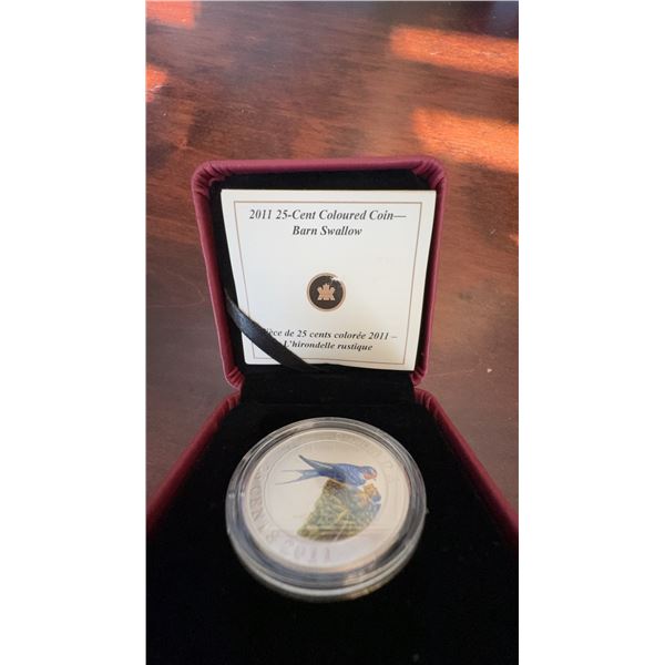 2011 Canada 25-Cent Coloured Coin Barn Swallow Nickel-Plated Steel 35mm