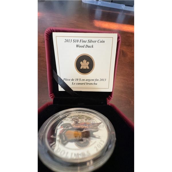 2013 Canada $10 Fine Silver Coin Wood Duck 99.99% Silver 15.87g with Case and COA