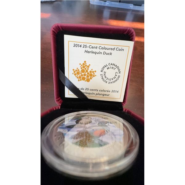 2014 Royal Canadian Mint 25-Cent Coloured Coin Harlequin Duck Cupronickel 35mm