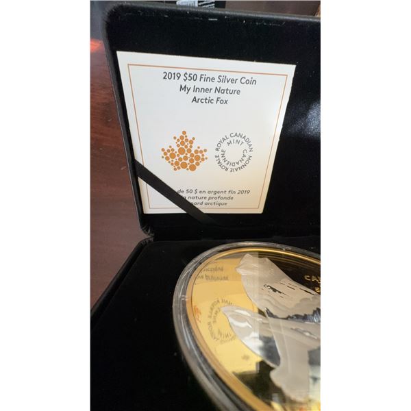 2019 $50 Fine Silver Coin My Inner Nature Arctic Fox, Royal Canadian Mint, 99.99% Silver