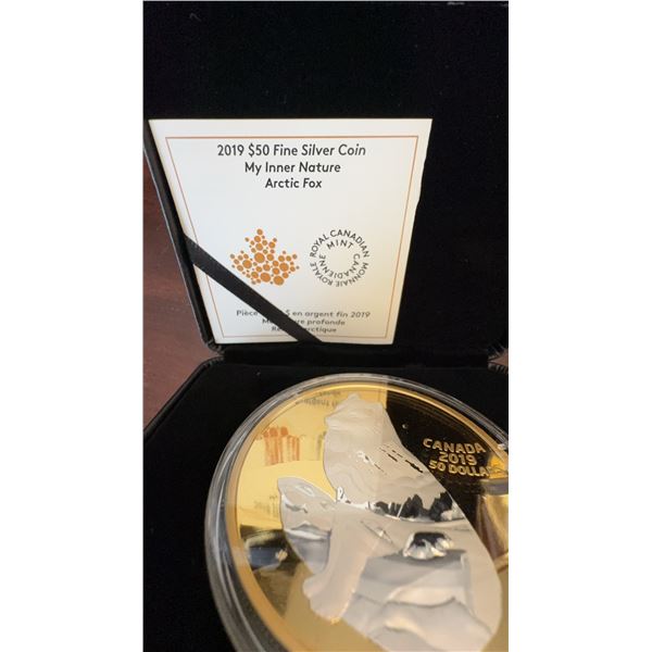2019 $50 Fine Silver Coin My Inner Nature Arctic Fox Gold-Plated with Case