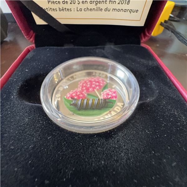2018 $20 Fine Silver Coin Monarch Caterpillar Royal Canadian Mint
