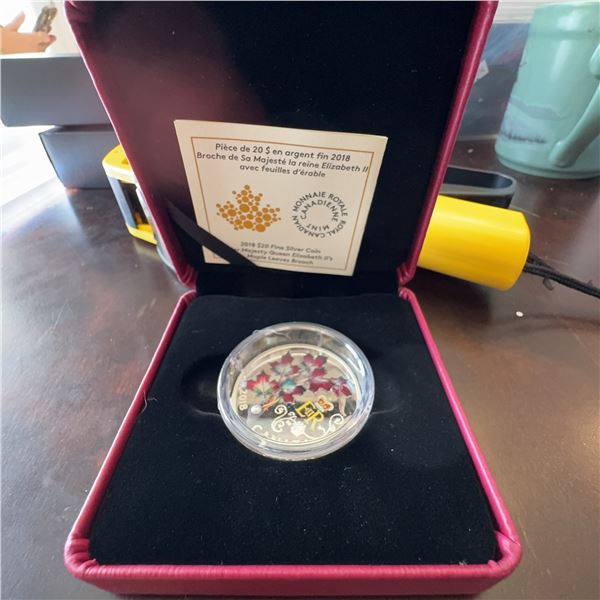 2018 $20 Fine Silver Coin Queen Elizabeth II’s Maple Leaf Brooch Canada with Swarovski