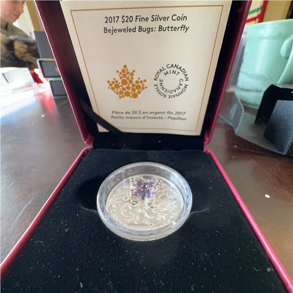 2017 $20 Fine Silver Coin Bejeweled Bugs Butterfly Royal Canadian Mint