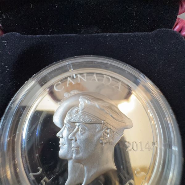 2014 $25 Fine Silver Coin Royal Canadian Mint 75th Anniversary First Royal Visit