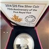 Image 4 : 2014 $25 Fine Silver Coin Royal Canadian Mint 75th Anniversary First Royal Visit