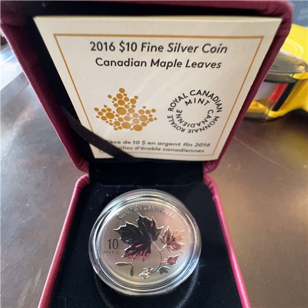 2016 $10 Fine Silver Coin Canadian Maple Leaves by Royal Canadian Mint