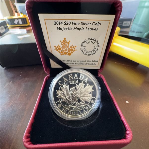2014 $20 Fine Silver Coin Majestic Maple Leaves Royal Canadian Mint
