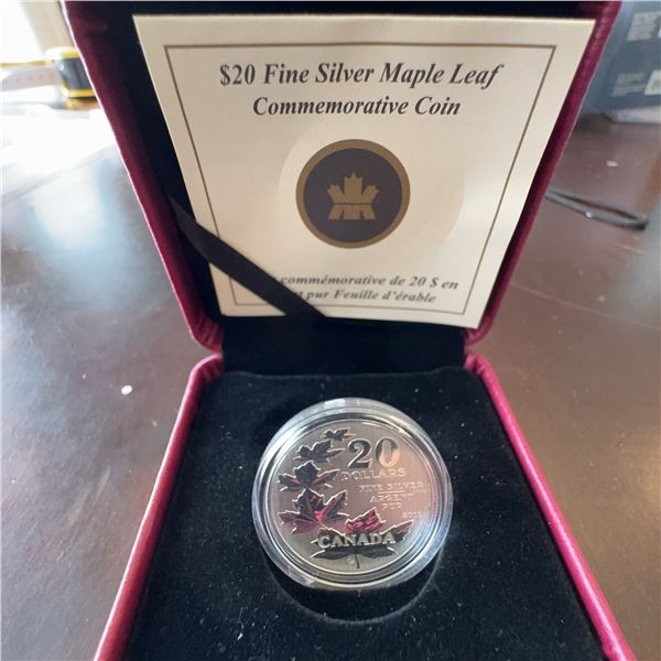 $20 Fine Silver Maple Leaf Commemorative Coin, .9999 Silver, Queen Elizabeth II