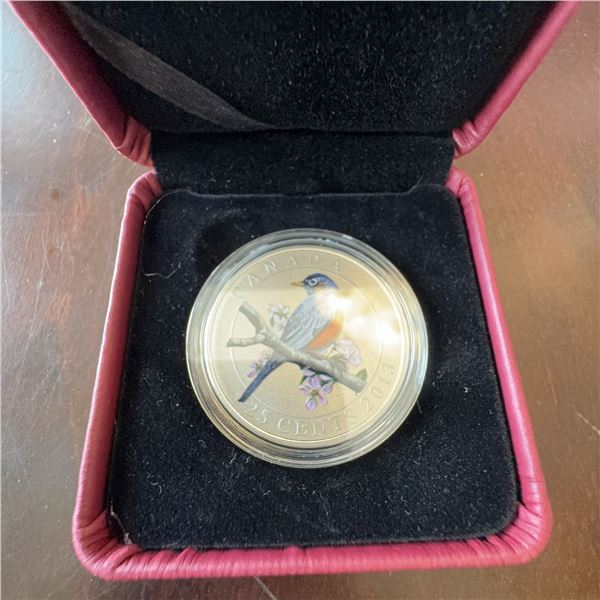 2014 Canada 25 Cents Coloured Songbird Coin Cupronickel in Case