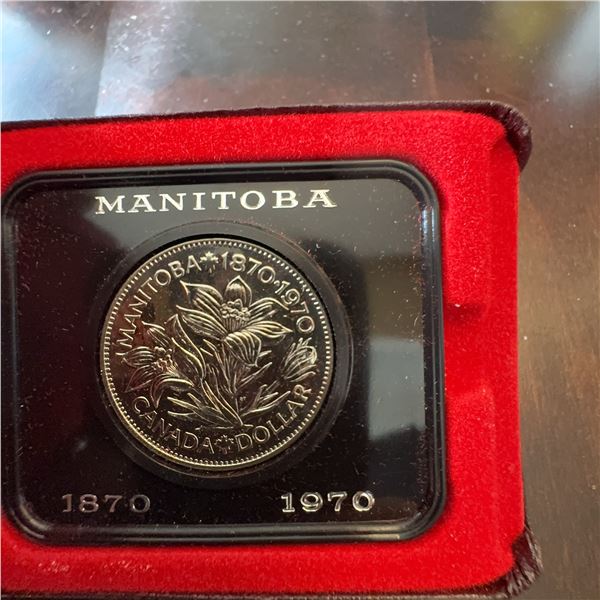 1970 Canada Manitoba Centennial Silver Dollar Coin in Presentation Case