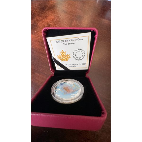 2017 $10 Fine Silver Coin The Beaver, Royal Canadian Mint, 34 mm, 15.87g, Boxed