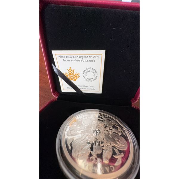 2017 Canada $30 Fine Silver Coin Fauna and Flora, 50mm, 62.69g, Boxed