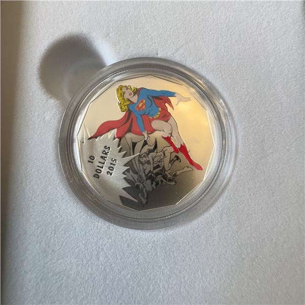 2015 $10 Canadian 99.99% Silver Coin Supergirl Unity Solidarité DC Comics