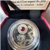 Image 2 : 2016 $5 Fine Silver Coin Royal Canadian Mint Birthstones July Ruby, 7.96g, Boxed
