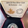 Image 3 : 2016 $5 Fine Silver Coin Royal Canadian Mint Birthstones July Ruby, 7.96g, Boxed