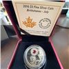 Image 1 : 2016 $5 Fine Silver Birthstone Coin July Ruby Royal Canadian Mint in Box