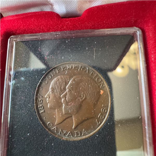 1867–1967 Canada Confederation Centennial Bronze Medal in Display Case