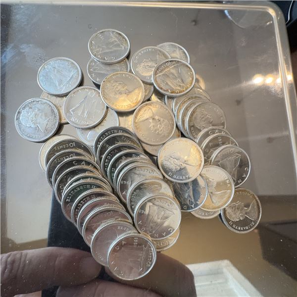 MS Silver 1968 Canada 10 Cent Dimes, 117.1g Bulk Lot, Queen Elizabeth II
