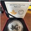 Image 1 : 2015 $10 Fine Silver Maple Leaf Coin Royal Canadian Mint, 15.87g, 34mm, Box & COA