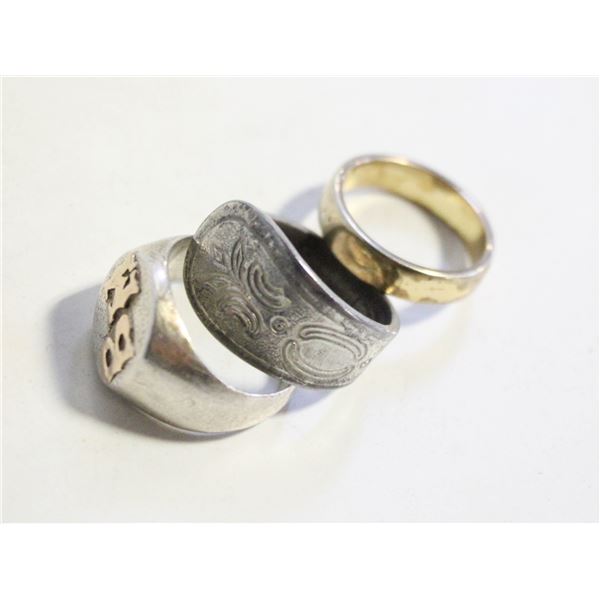 4 ESTATE COSTUME RINGS SILVER PLATED + GOLD PLATED