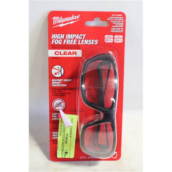 MILWAUKEE CLEAR HIGH IMPACT FOG FREE LENS