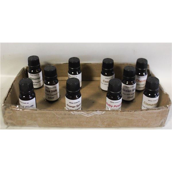 NEW 10 BOTTLES 10MLS FRAGRANCE OILS ASSORTED