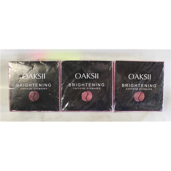 NEW 3 SEALED OAKSII BRIGHTING EYE MASKS LICORICE